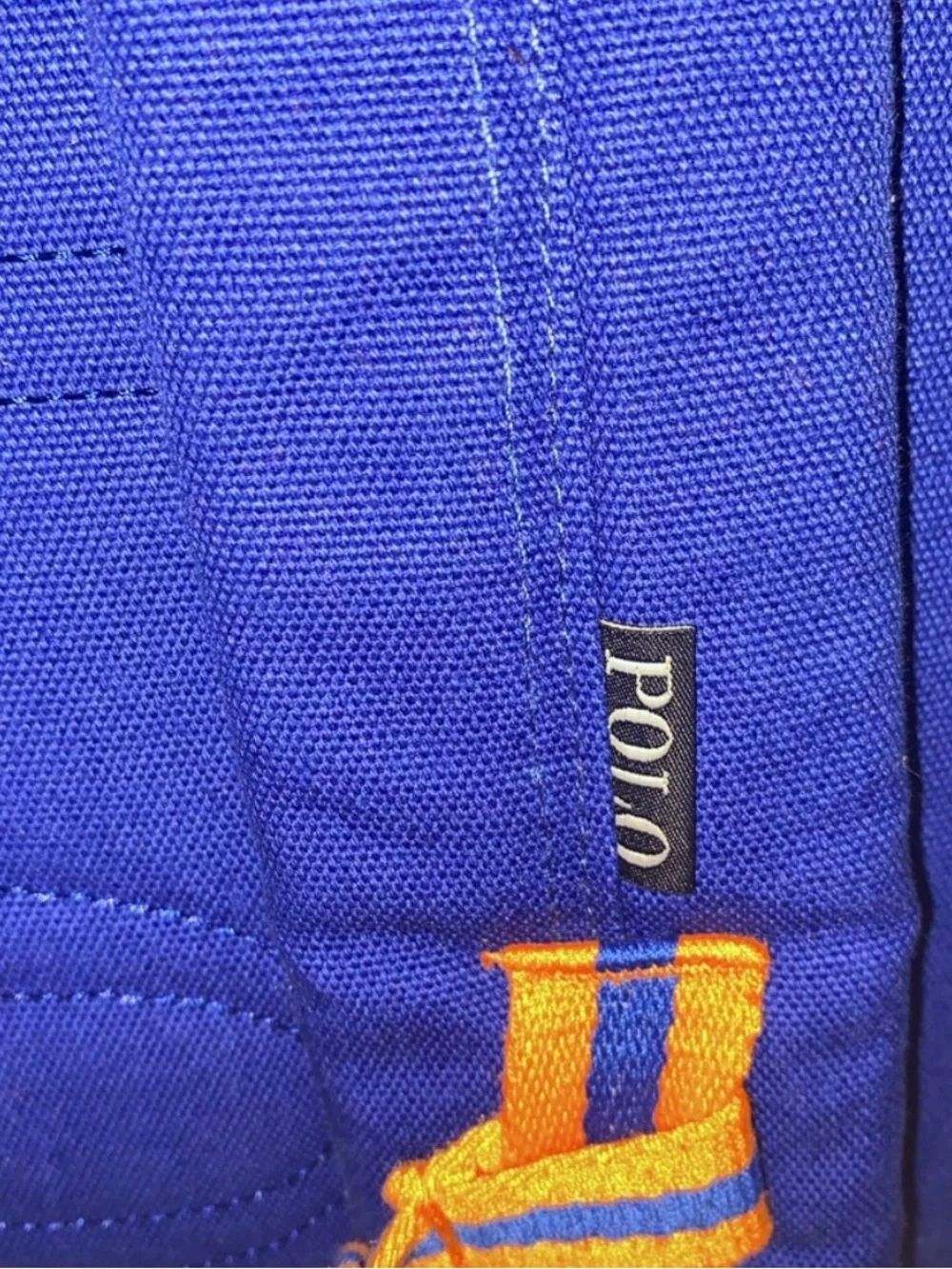Ralph Lauren Blue and Orange 'R' Canvas Backpack